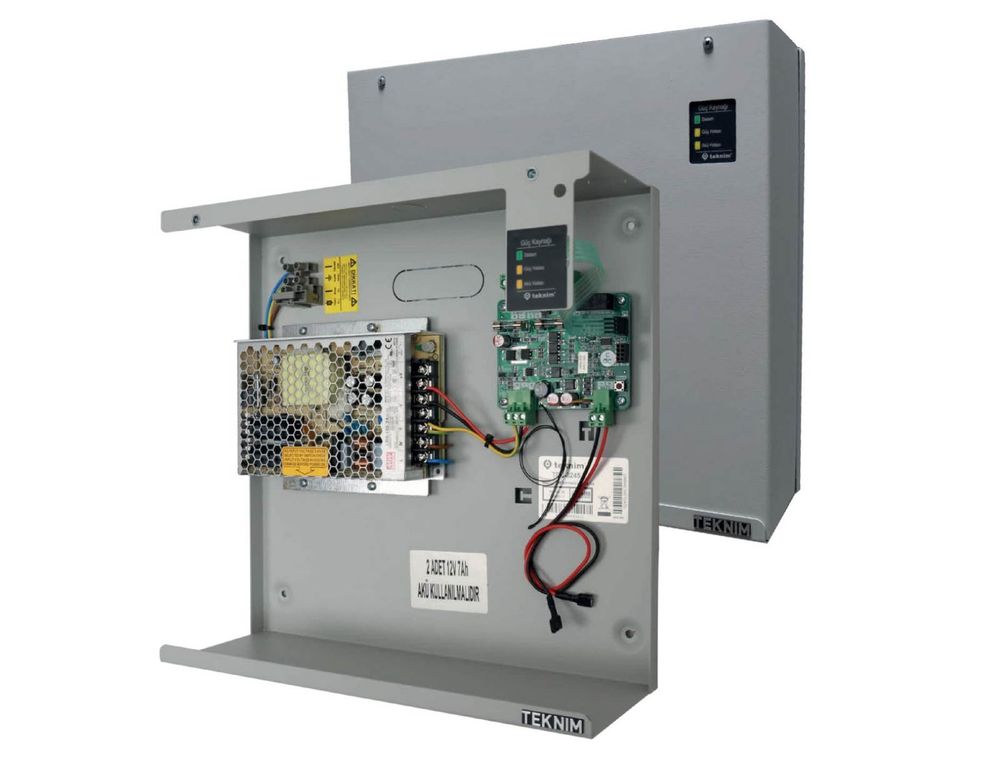Sursa de alimentare externa 24 VDC / 5Ah, cu back-up 2X12V, 7Ah sau 12Ah, cutie metalica, IP30, EN54-4, Teknim TPU-8245