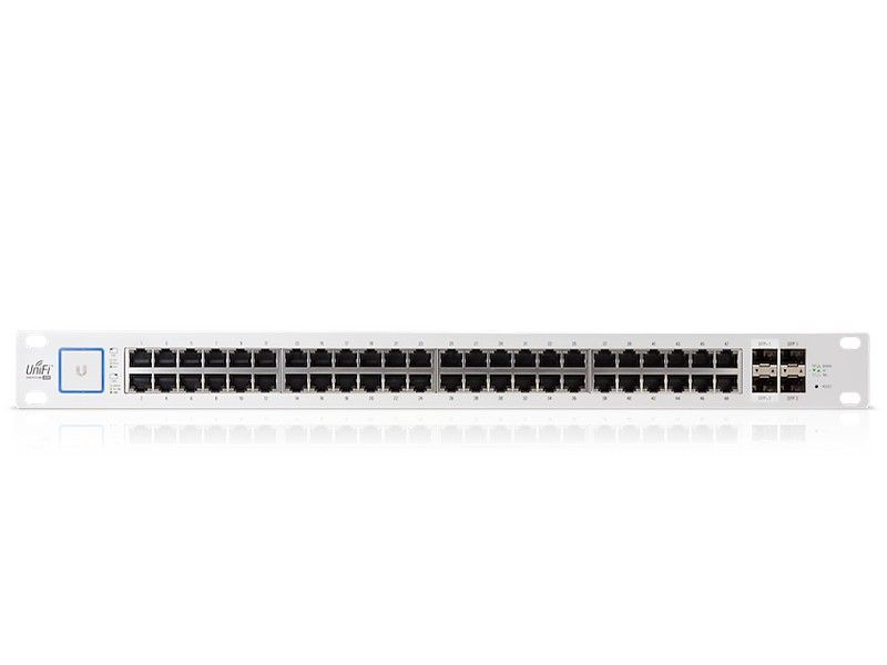 Switch Ubiquiti US-48-500W, 52 porturi, 48x PoE Gb, 2x 1Gb SFP, 2x 10Gb SFP, 500W, cu management, montare in rack