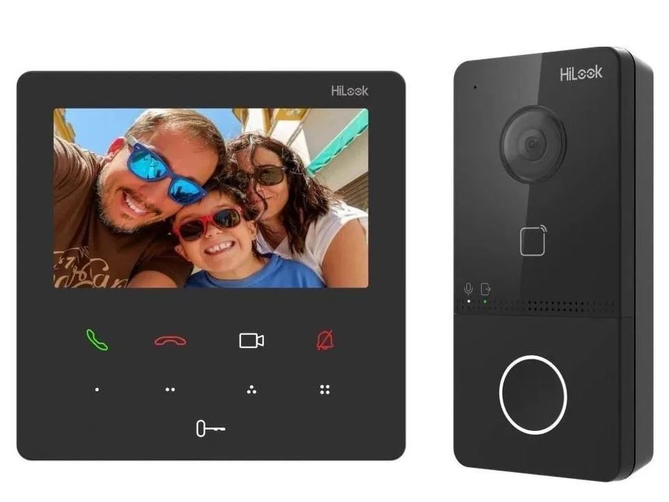 Kit Videointerfon Hikvision HiLook VI-K46P, 2MP, ecran TFT 4.3", Wi-Fi 2.4GHz, PoE, IR 3m, montare aparenta, IP65