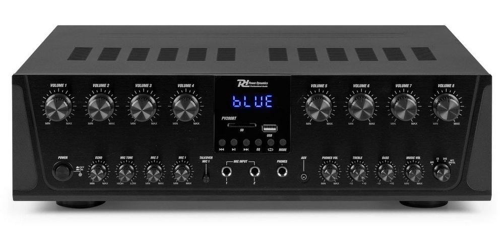 Amplificator Power Dynamics Pv280BT, 8 zone, 800W, Bluetooth, MP3, Jack 6.3mm, USB, RCA