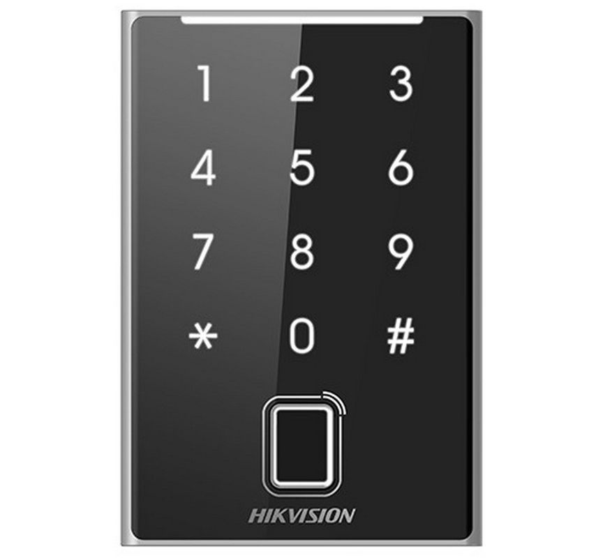 Cititor de proximitate Hikvision DS-K1109DKFB, Mifare, Bluetooth, Wiegand, tastatura, amprenta, IP65 