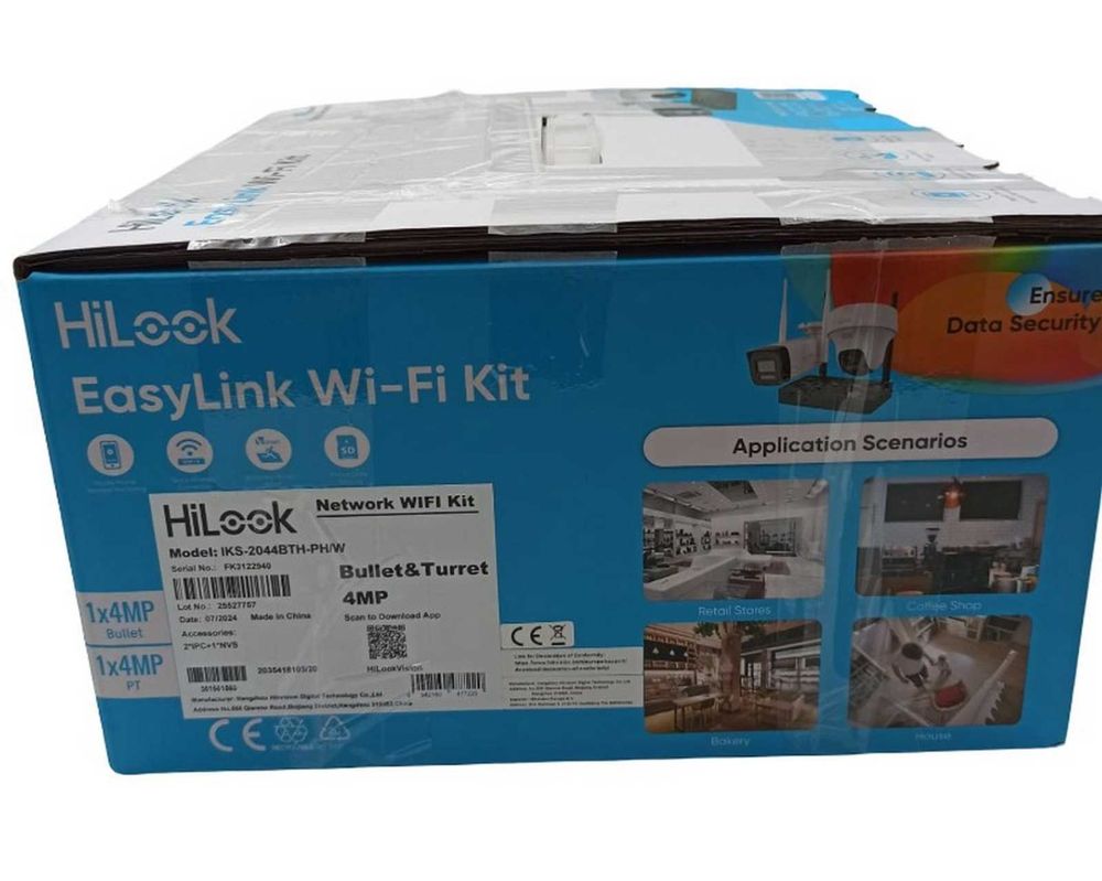 [RESIGILAT] Kit supraveghere IP Wireless Hikvision HiLook EasyLink IKS-2044BTH-PH/W-R1, 2 camere 4MP, NVS, IR 30m, microfon, difuzor, slot microSD