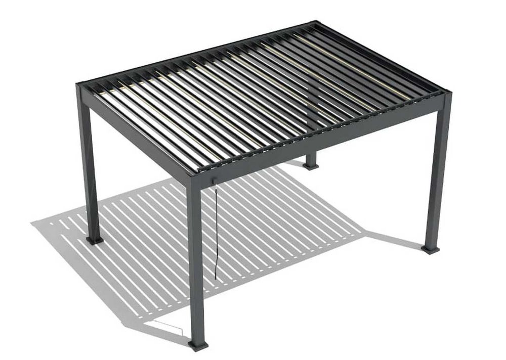 Pergola bioclimatica Virtuoso 23-825/LED, 4000x4000x2500mm, acoperis reglabil, panou control lumini, aluminiu