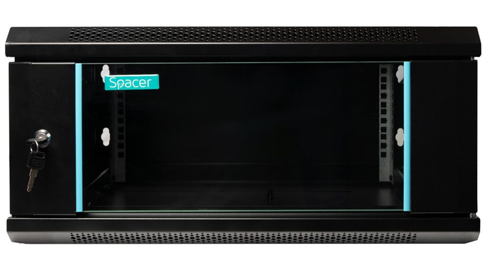 Rack 19" 4U, 600x450mm, fixare pe perete, negru, Spacer SPCW-4U-450-BK-03