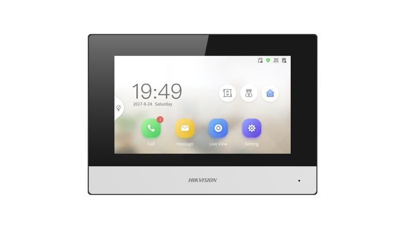 Monitor videointerfon TCP/IP, Wi-Fi, 2 fire, ecran 7 inch, touch screen, microfon, difuzor, Hikvision DS-KH6320Y-WTE2