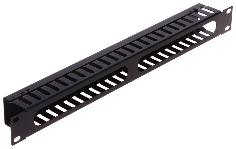 Organizator cabluri pentru rack 19 inch, 1U, metal, 24 ghidaje cabluri, negru, Safer OKR-24