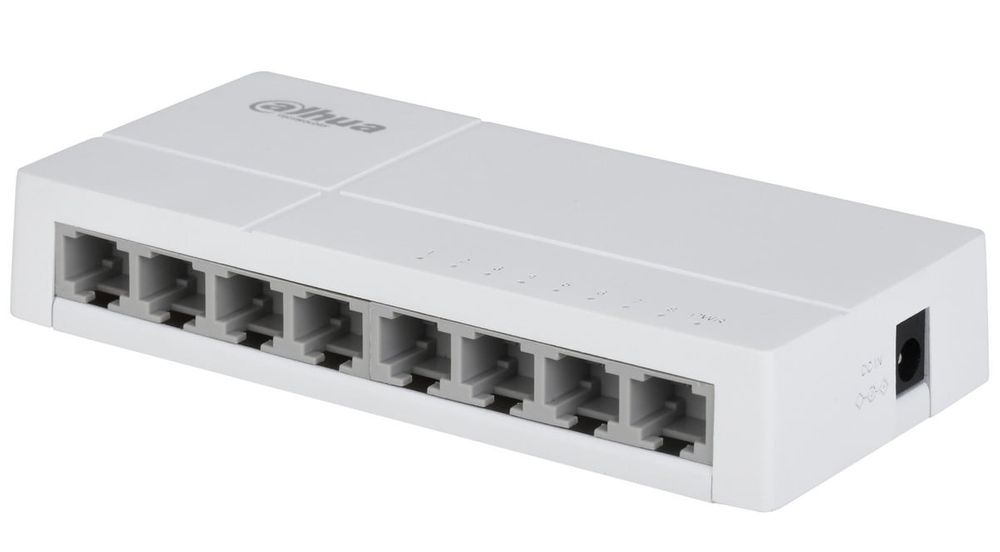 Switch 8 porturi Dahua DH-SF1008, 10/100 Mbps, 5V, 1A, Plug and play