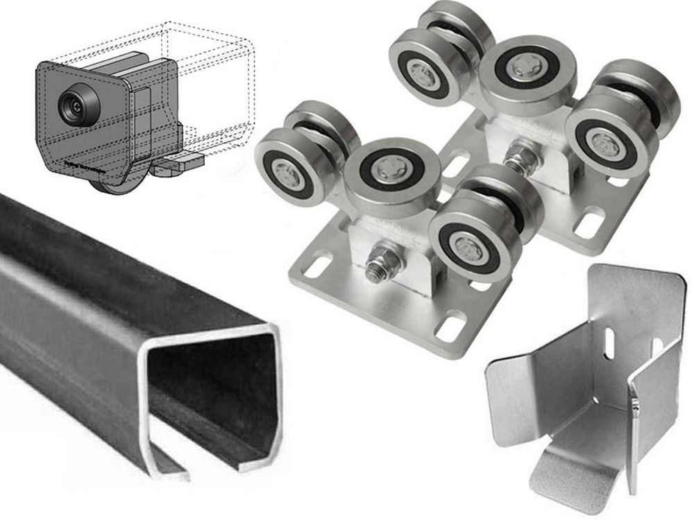 Feronerie poarta culisanta autoportanta in consola 400Kg, sina 6m galvanizata C65H
