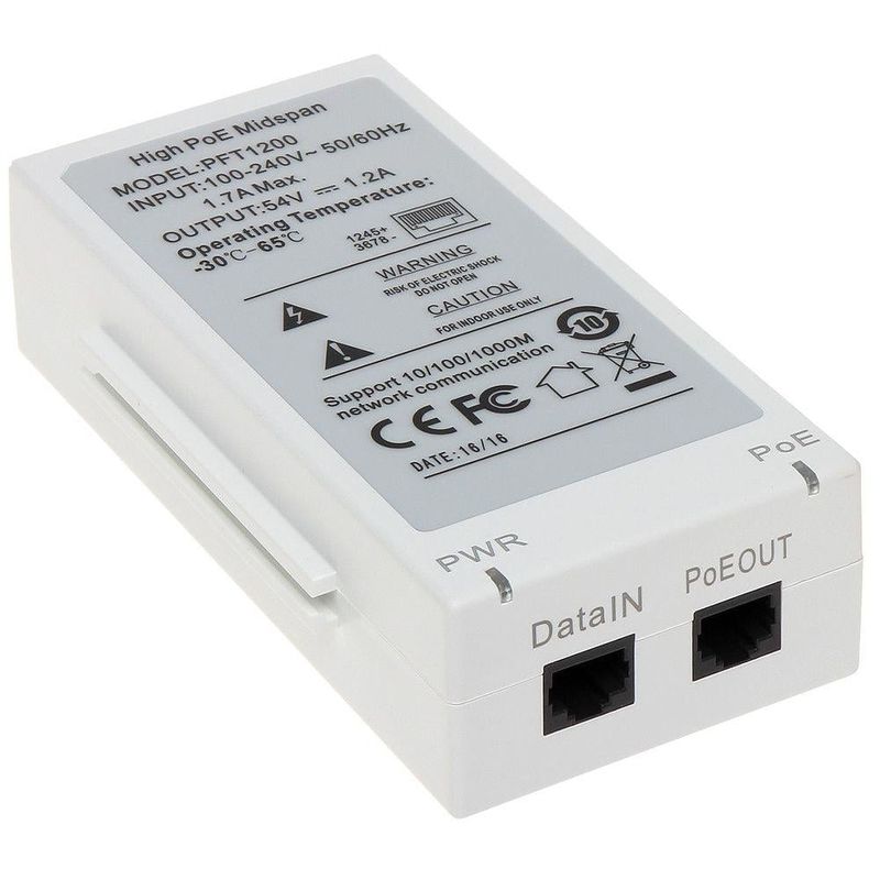 Injector HIGH PoE, pentru speed dome, DAHUA DH-PFT1200