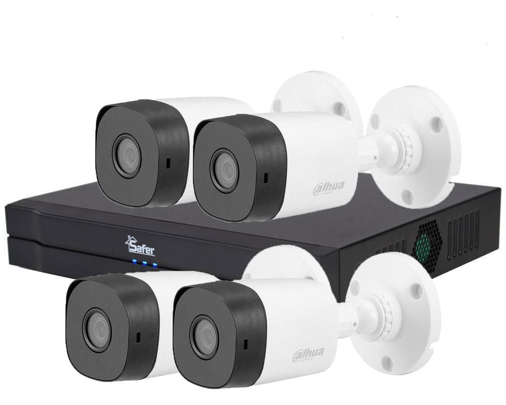 Sistem 4 camere exterior IR 20M, lentila 3.6mm + DVR pentabrid DAHUA