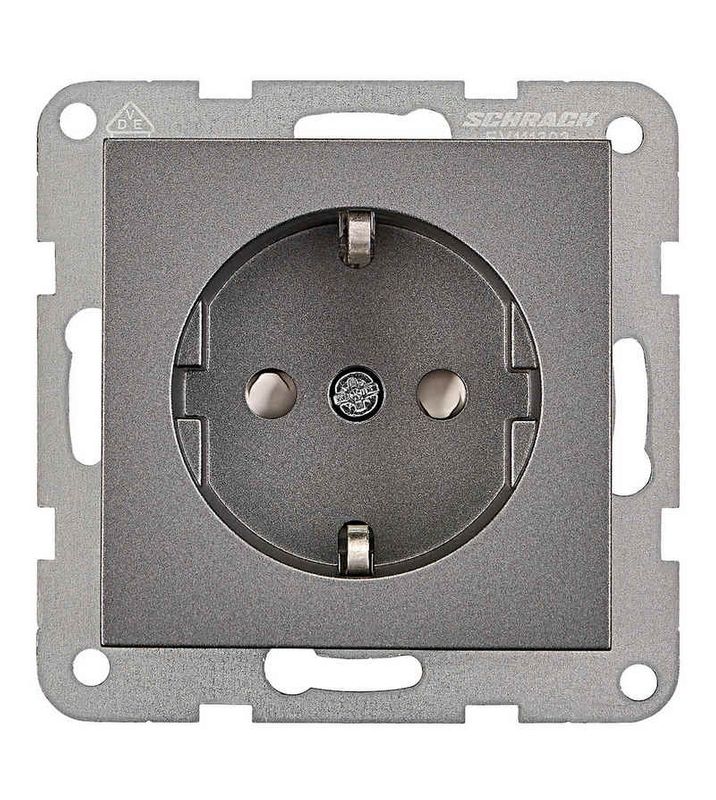 Insert priza cu protectie, montaj incastrat, conexiune elastica, antracit, 230V, 16A, IP20, Schrack EV111303