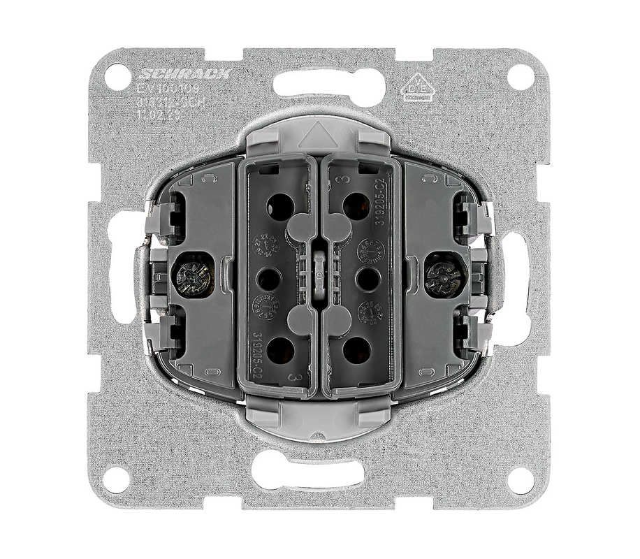 Insert pentru intrerupator dublu, cleme cu element elastic, montaj incastrat, Schrack VISIO S EV100109