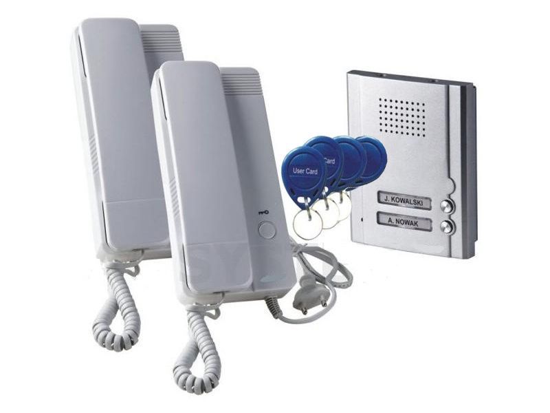 Interfon audio 2 familii cu control acces inclus