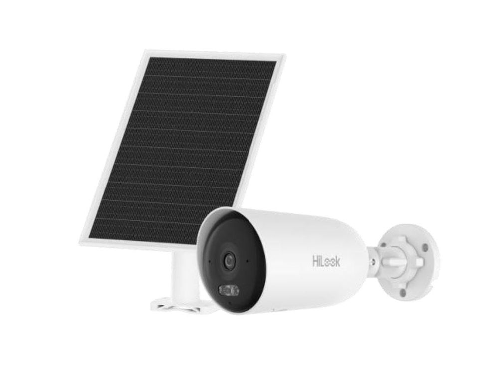 Camera 4G LTE cu panou solar si baterie HiLook IPC-CFS04/4G-SIM, 4MP, 2.8mm, 8W, 9000mAh, iluminare duala 30m, audio, slot SD, IP66