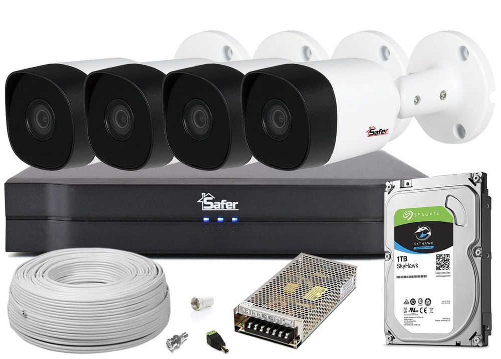 Kit supraveghere video complet cu 4 camere exterior 5MP Safer