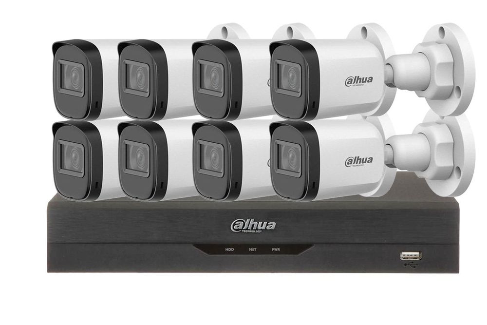 Kit supraveghere video, 8 camere 2MP FULL HD, lentila 3.6mm + DVR Dahua 8 canale, KIT-8EFHD4DAH