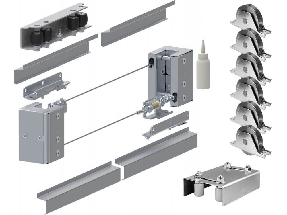 Kit accesorii feronerie pentru poarta culisanta telescopica 3X2 metri, 200kg/semifoaie, Deschidere 6m, FAC KA5102.002