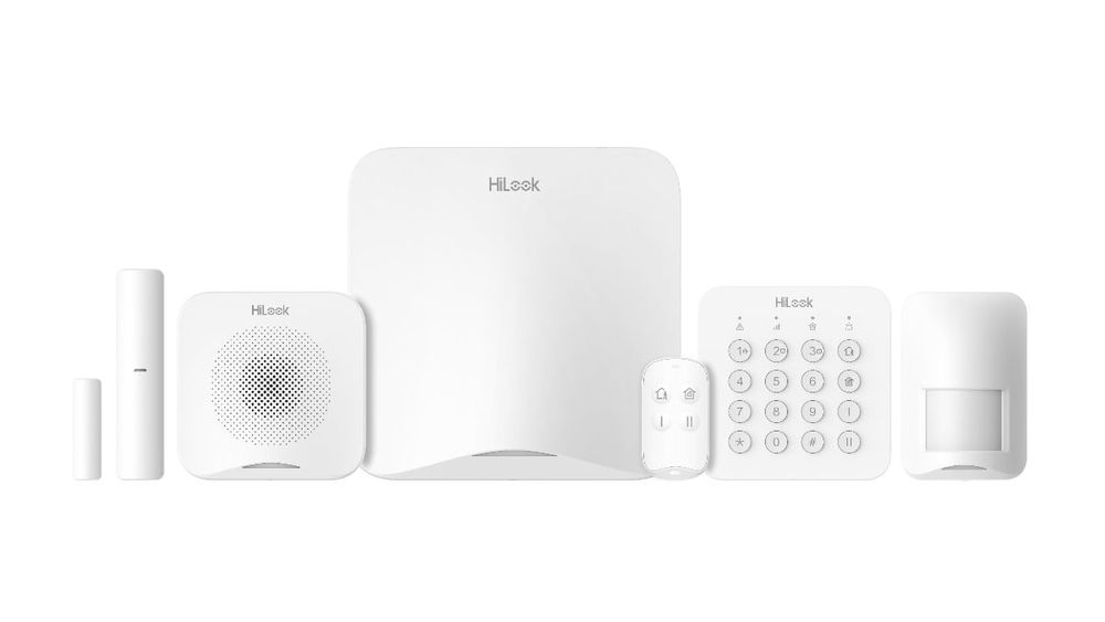 Kit alarma wireless HiLook ALARM-A201P-Kit1-16WE, 868 MHz, Wi-Fi, centrala, tastatura, sirena, PIR, contact magnetic, control de pe mobil