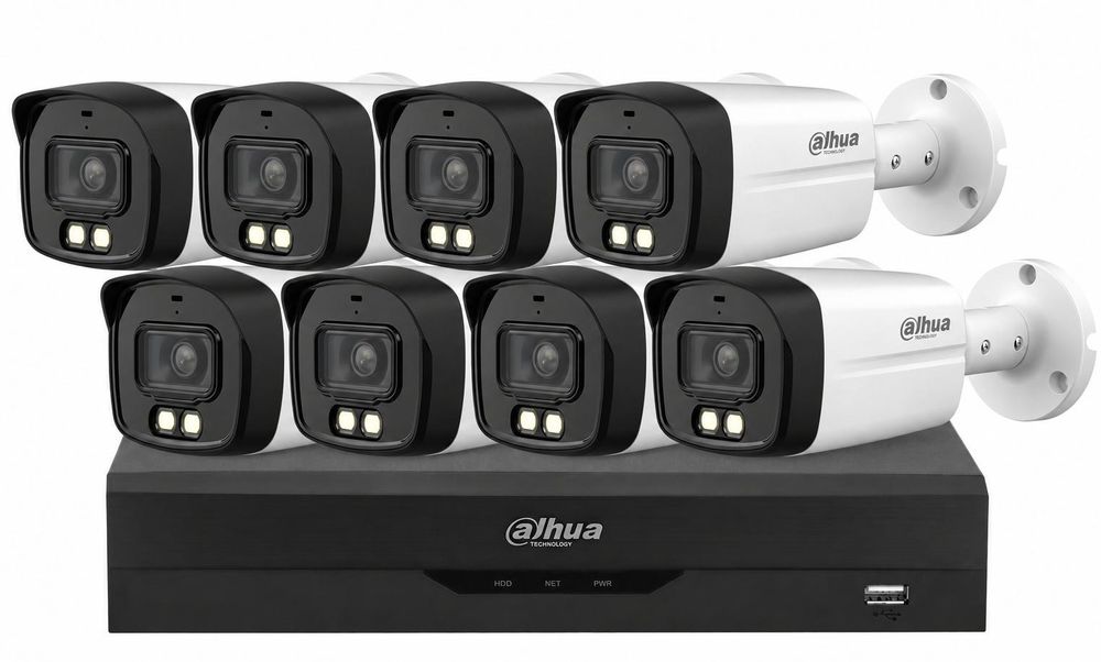 Kit camere supraveghere exterior profesionale, 8 camere, FULL HD, IR 40 M, lentila 2.8 mm, KIT8FHDE