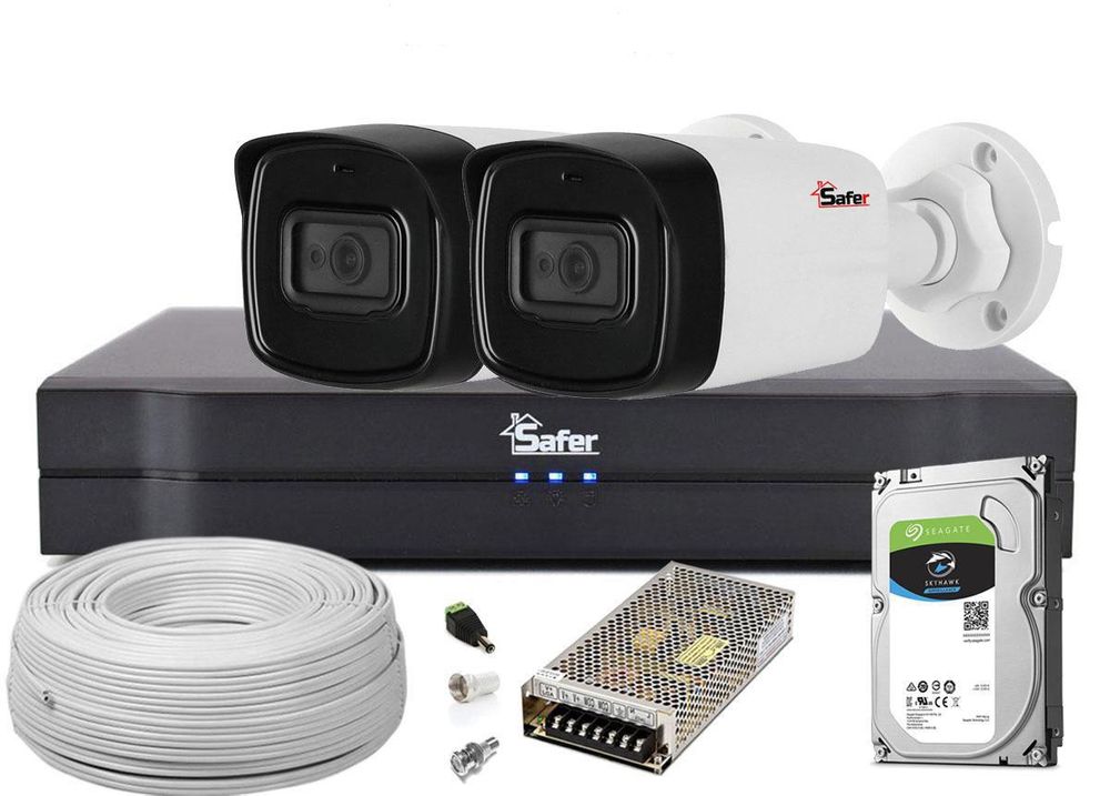 Kit complet 2 camere supraveghere video Full HD exterior, Safer
