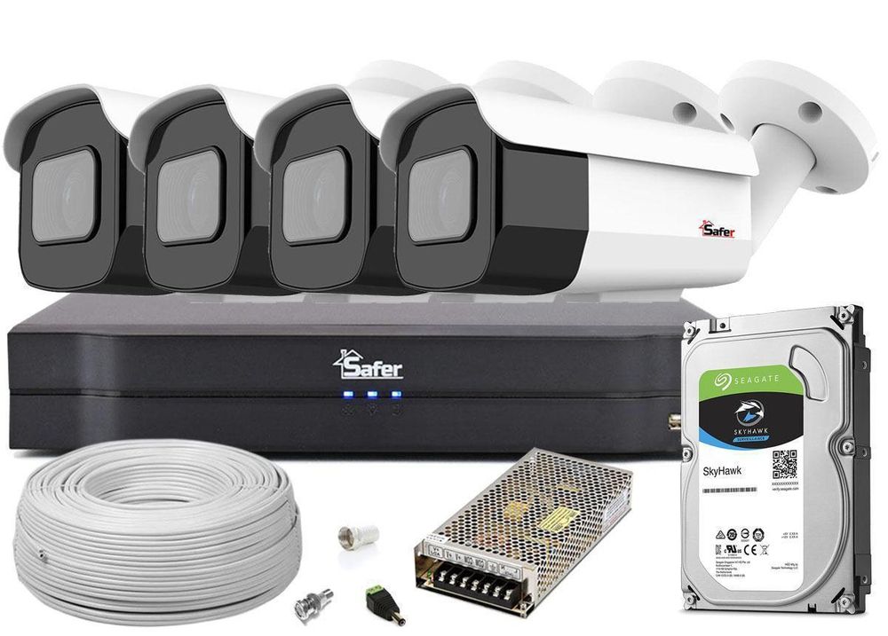 Kit complet 4 camere 8MP Starlight, IR 40m, DVR 4 canale, accesorii + HDD 2TB incluse
