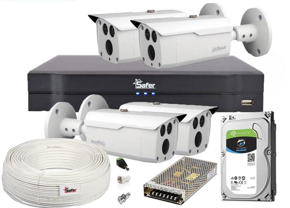 Kit complet 4 camere de exterior, 5MP, 80m IR, lentila 3.6mm
