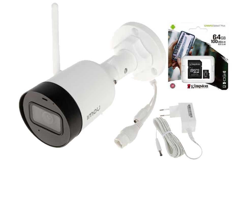 Set supraveghere wireless exterior 2K, 1 camera Dahua Imou cu IR 30M, alimentator inclus + card micro SD SETWIFI4MP-IPC-SD
