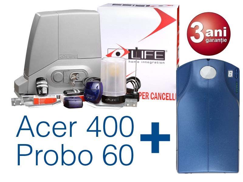 Kit de automatizare poarta culisanta + usa de garaj Acer 400 Probo 60