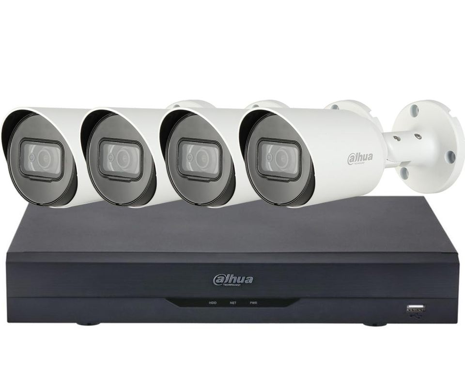 Kit de supraveghere de baza, cu 4 camere de 5MP si DVR cu recunoastere faciala sau detectare miscare cu AI, Audio, Dahua KIT-5MP30-I3