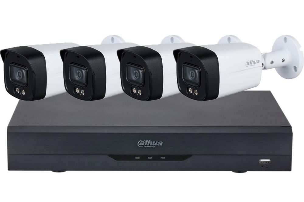 Sistem de supraveghere Dahua Full Color, 4 camere de 5MP cu Microfon, LED 40m, NVR cu AI, KIT-DAHUA4-5MPLED40
