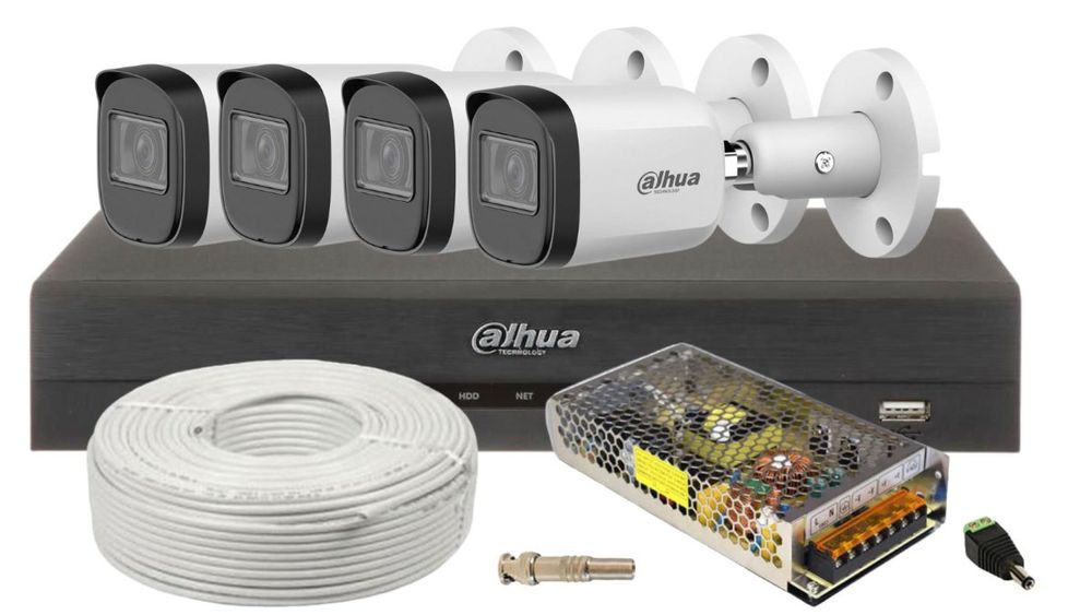 Kit de supraveghere cu accesorii, 4 camere de exterior 2K+ - 5Mp, IR 80 metri, KIT8MP4IR80-1