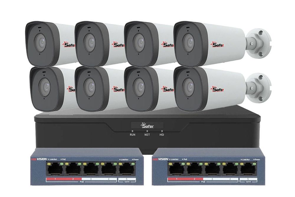 Kit de supraveghere IP, 8 camere exterior 5MP, 4mm, IR 80 metri si NVR 8 canale, KITIP-8X-5MP880POE