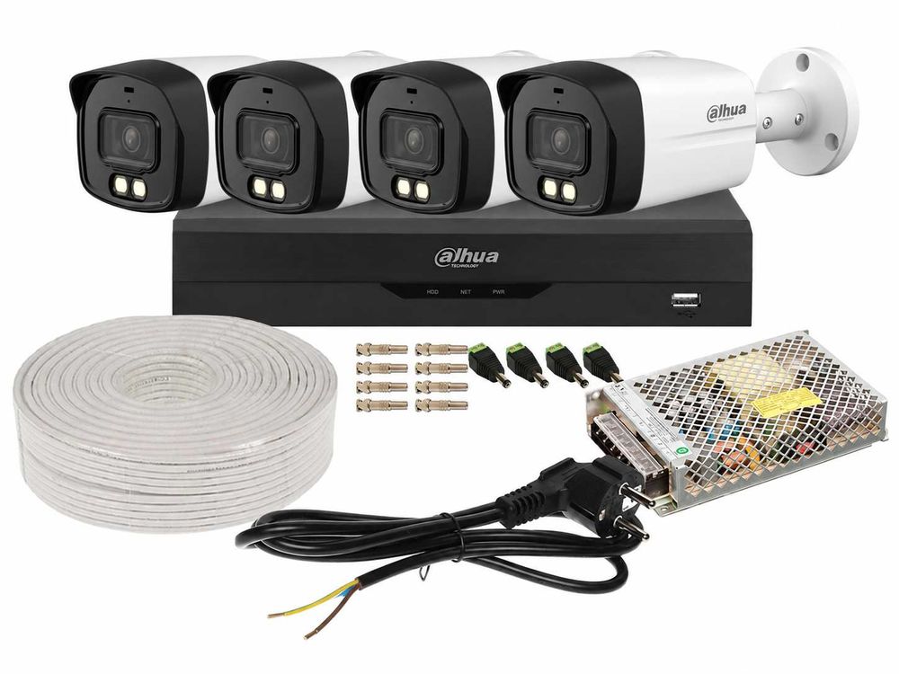 Kit de supraveghere pentru exterior, 2MP, IR 40m, 4 camere si DVR, DAHUA, KITDAH2MP80EXTACC