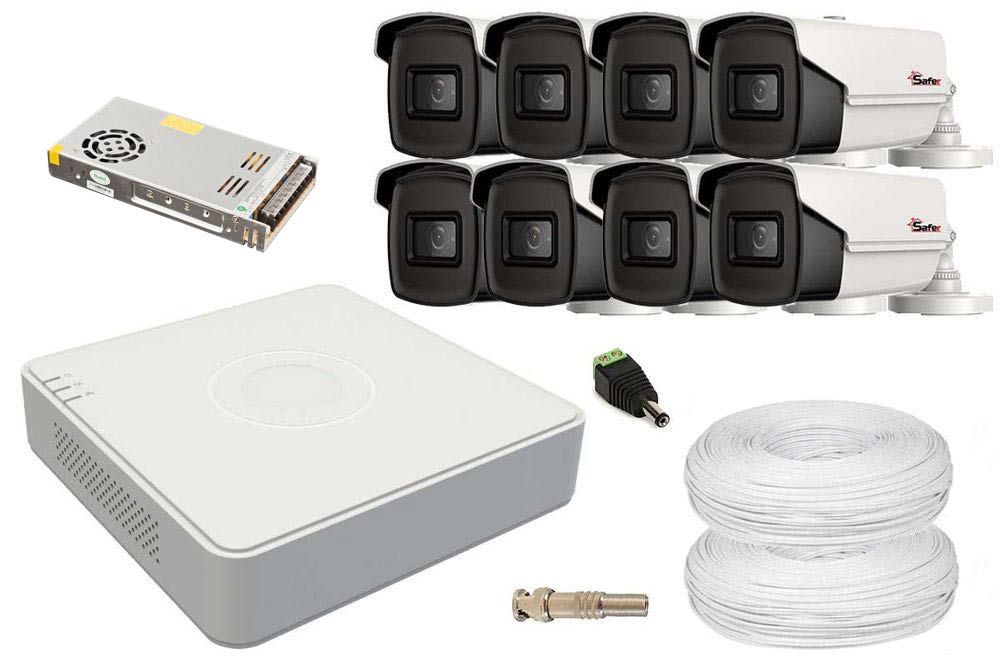 Kit supraveghere video 8 camere de exterior 2MP FULL HD, IR 80M, lentila 3.6mm, KIT8X2MPEXT-SAF