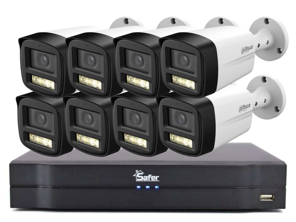 Kit supraveghere HDCVI cu DVR 16 canale, 8x camera bullet 5MP, 3.6mm, IR 40m, Safer, KIT-DVRSAF8BP