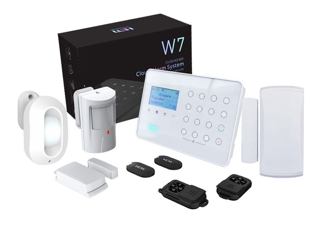 Kit sistem de alarma Wireless antiefractie, 3G/4G, Wi-Fi, 2 zone, 1x contact magnetic, 1x detector de miscare, Heyi KIT-HEYI-H7-DC