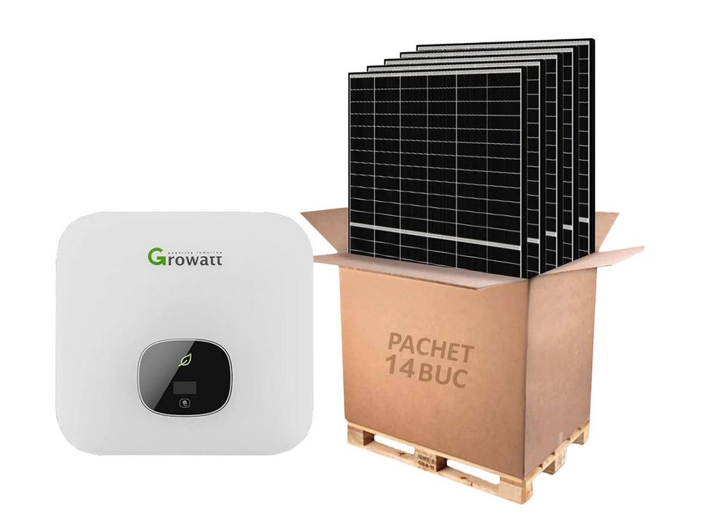 Kit invertor On-Grid monofazat 6kW si 14 panouri fotovoltaice, Growatt KIT-MIN-6000TL-XH-panou