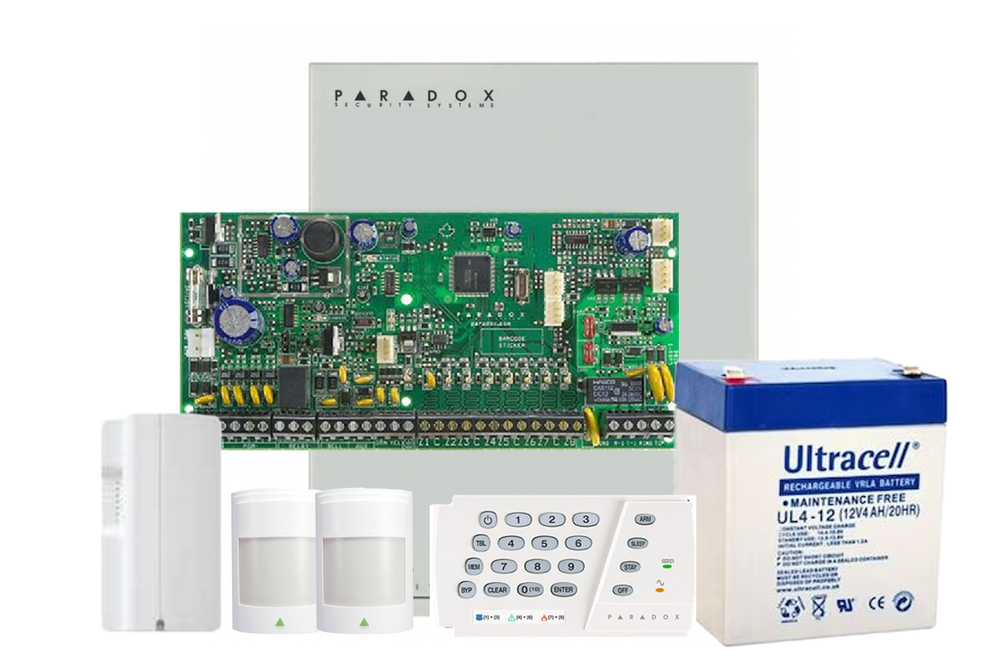 Kit sistem alarma Paradox 2 zone cu comunicator GSM Kit S4-2P