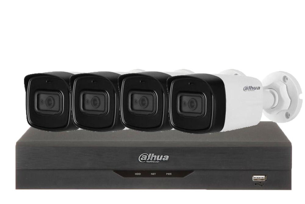 Kit supraveghere 4 camere DAHUA 2MP, IR 80M, lentila 3.6mm, Starlight, DVR 4 canale DAHUA