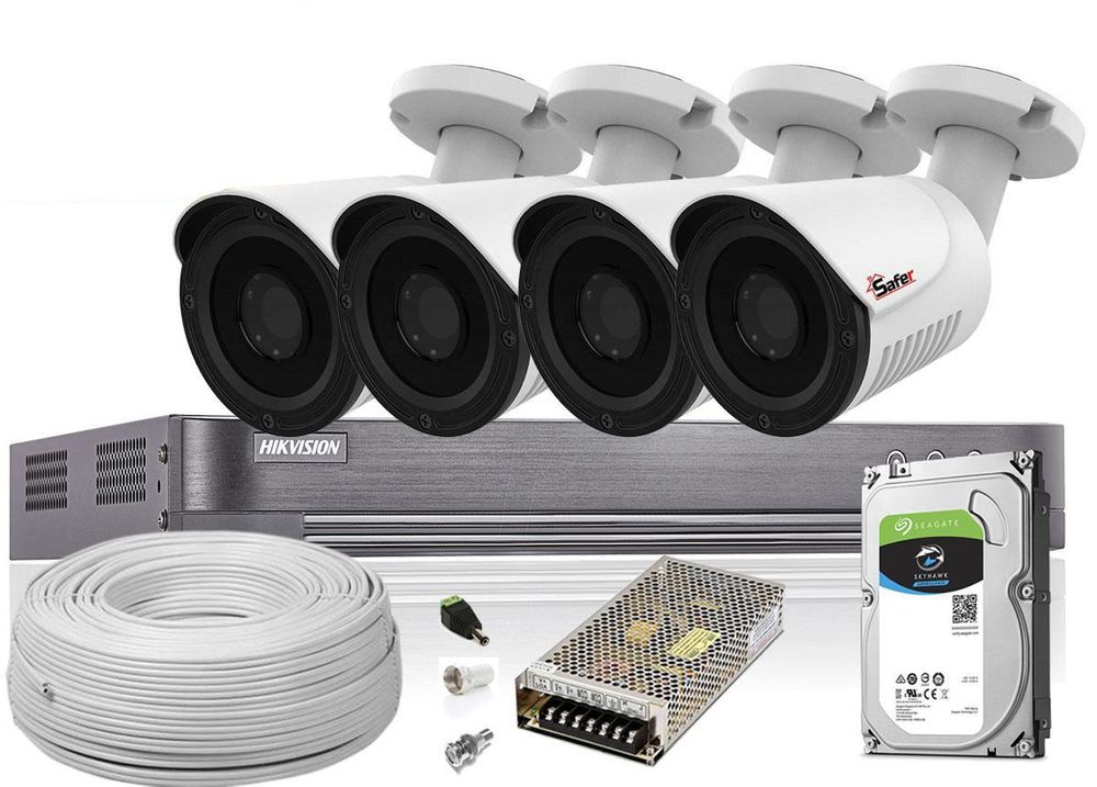 Kit supraveghere complet 4 camere exterior 4K, accesorii si HDD inclus