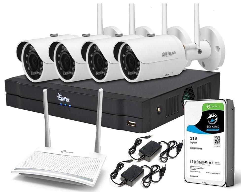 Kit supraveghere complet 4 camere IP WIFI, 4MP, IR 30M, Dahua, NVR 4 Canale + accesorii incluse
