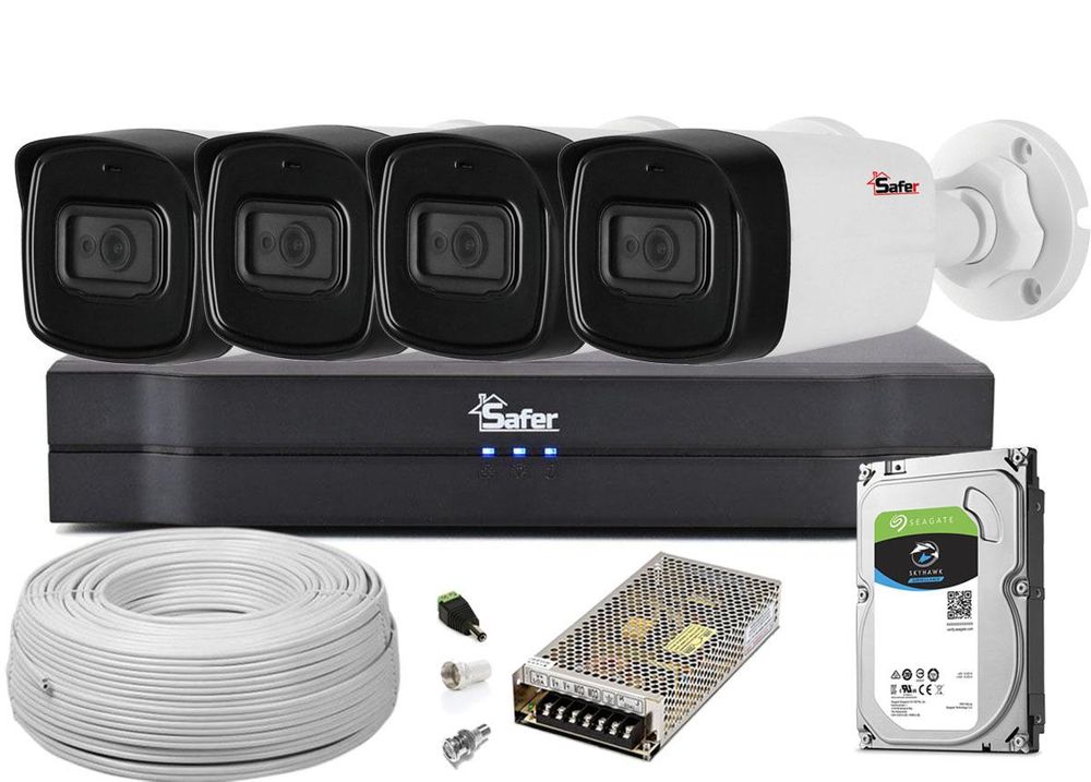 Kit supraveghere complet FULL HD, IR 80m, metal, lentila 3.6 mm, STARLIGHT