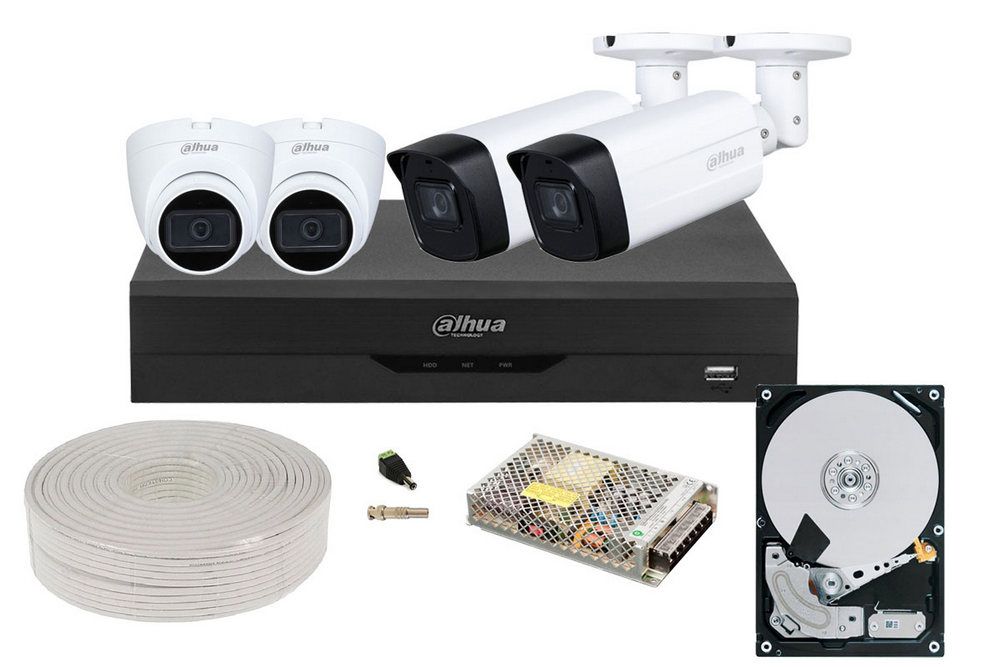 Kit supraveghere mixt complet, 2 camere bullet FULL HD IR 80m, 2