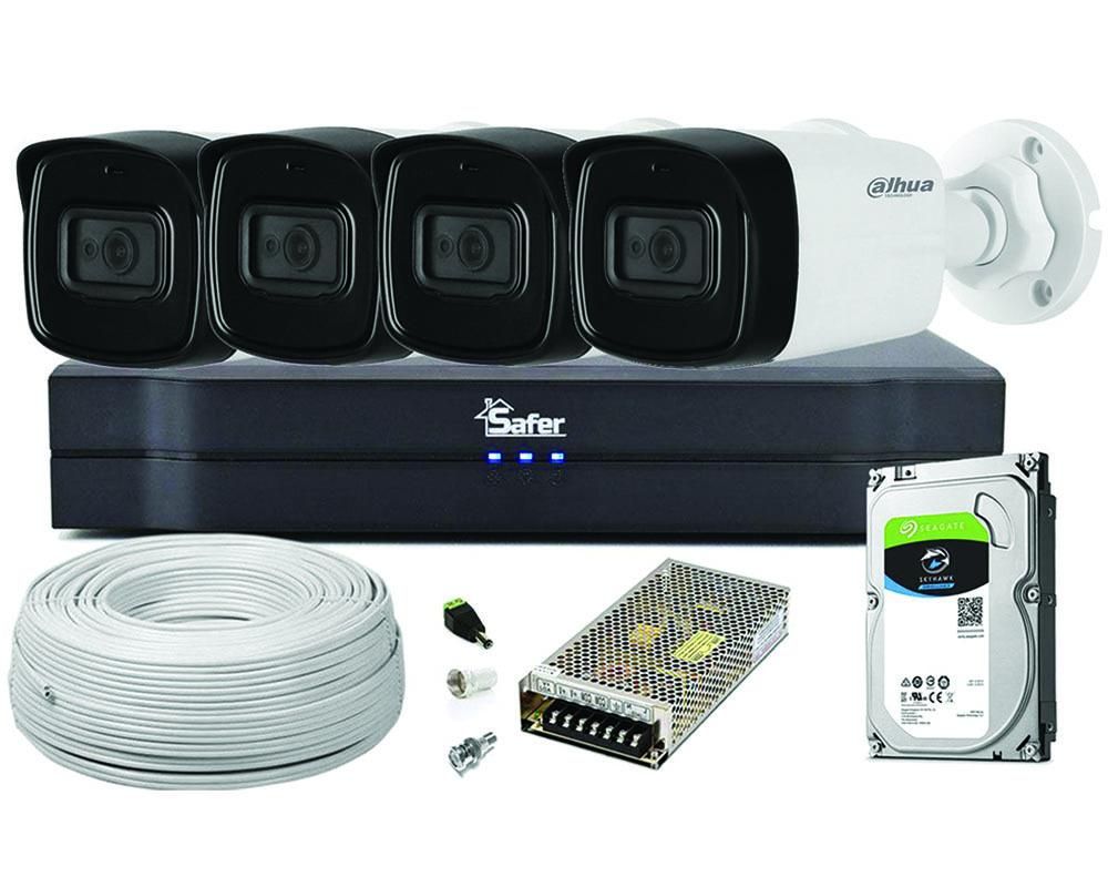Kit supraveghere video complet, 4 camere Dahua, Full HD, 3.6mm, IR 40 metri