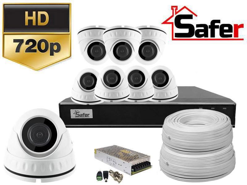 Kit supraveghere video cu 8 camere dome HD