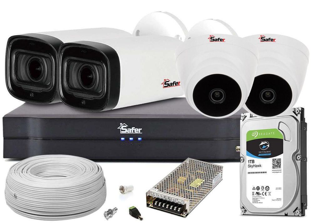 Kit supraveghere video mixt Full HD, Zoom motorizat 5X + toate accesoriile incluse