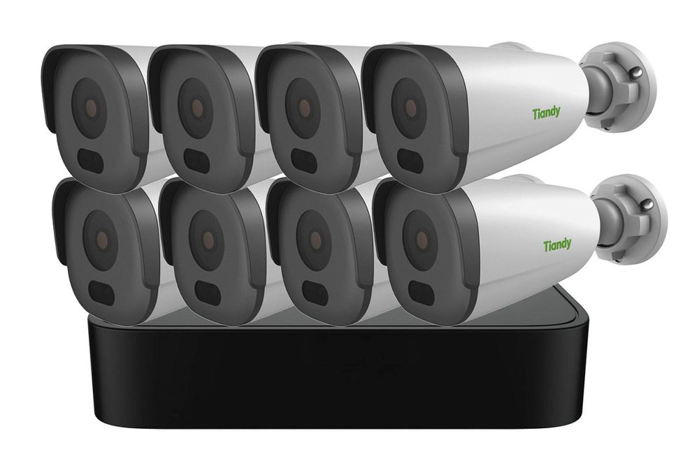 Kit supraveghere IP PoE Tiandy, 8 camere, 2MP, IR 50m, NVR 8 canale, KIT-TN-2MP8CPOE