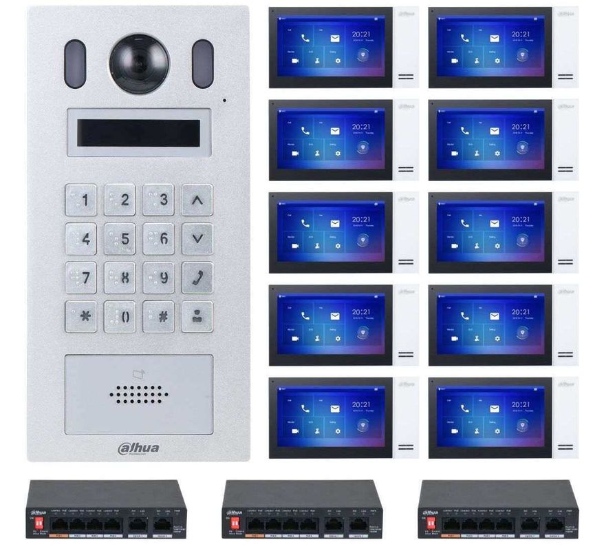 Kit videointefon TCP/IP 10 apartamente Dahua VTH10AP montaj aplicat