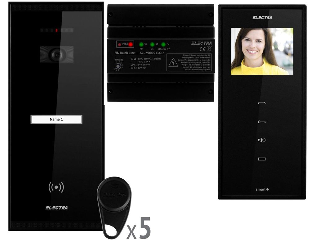 Kit videointerfon 1 familie aparent 3,5" Electra VKM.P1SR.T3S4.ELB04