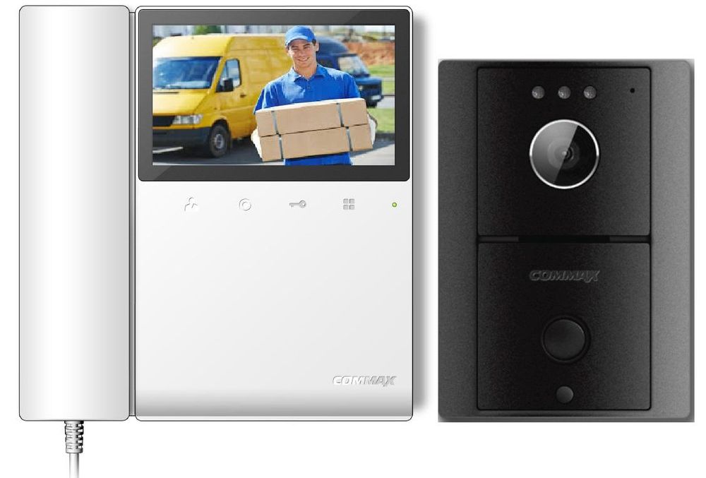 Kit videointerfon si monitor Commax ECO SET LITE, 4,3 inch, 1 familie, 4 fire